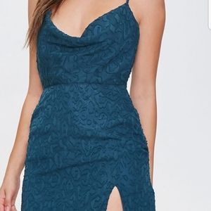 NWT Blue fit & flare dress with slit